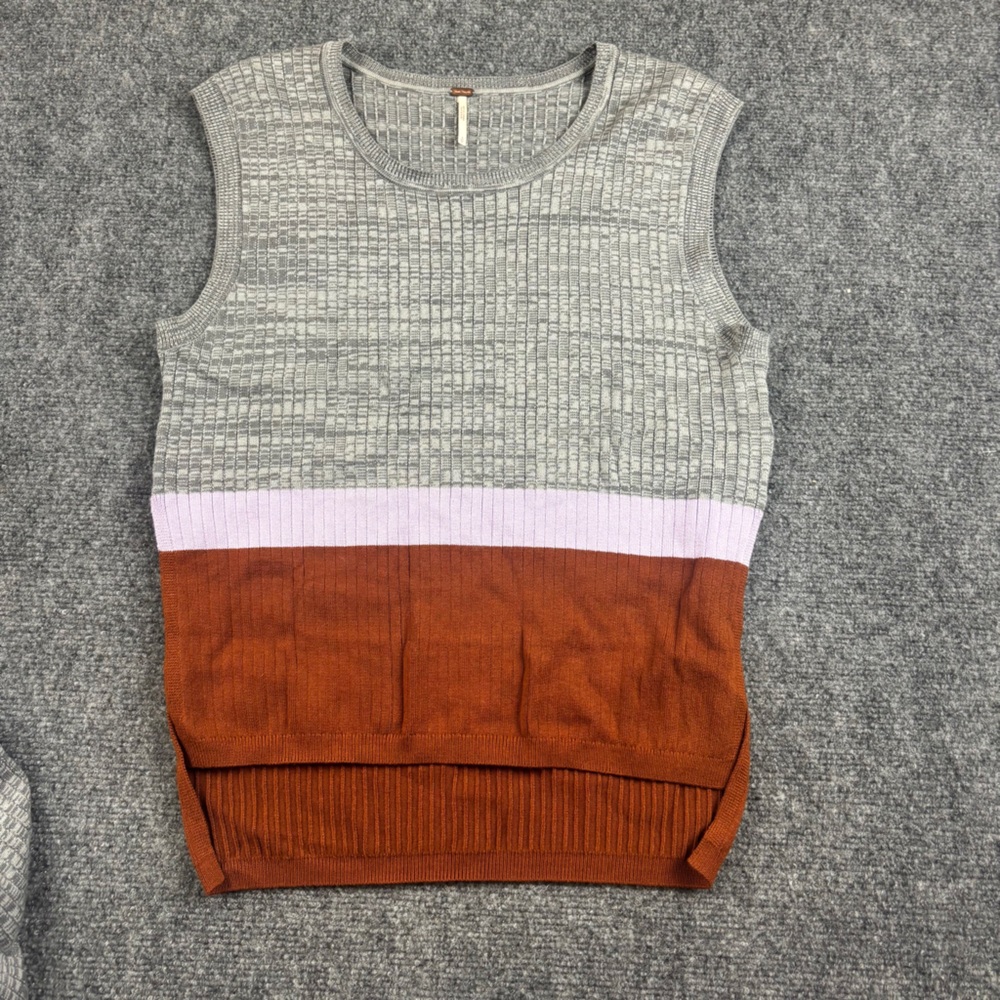 FREE PEOPLE Women’s Stop and Stare Set Color Block Ribbed Tank & Skirt sz: Small - Picture 3 of 16